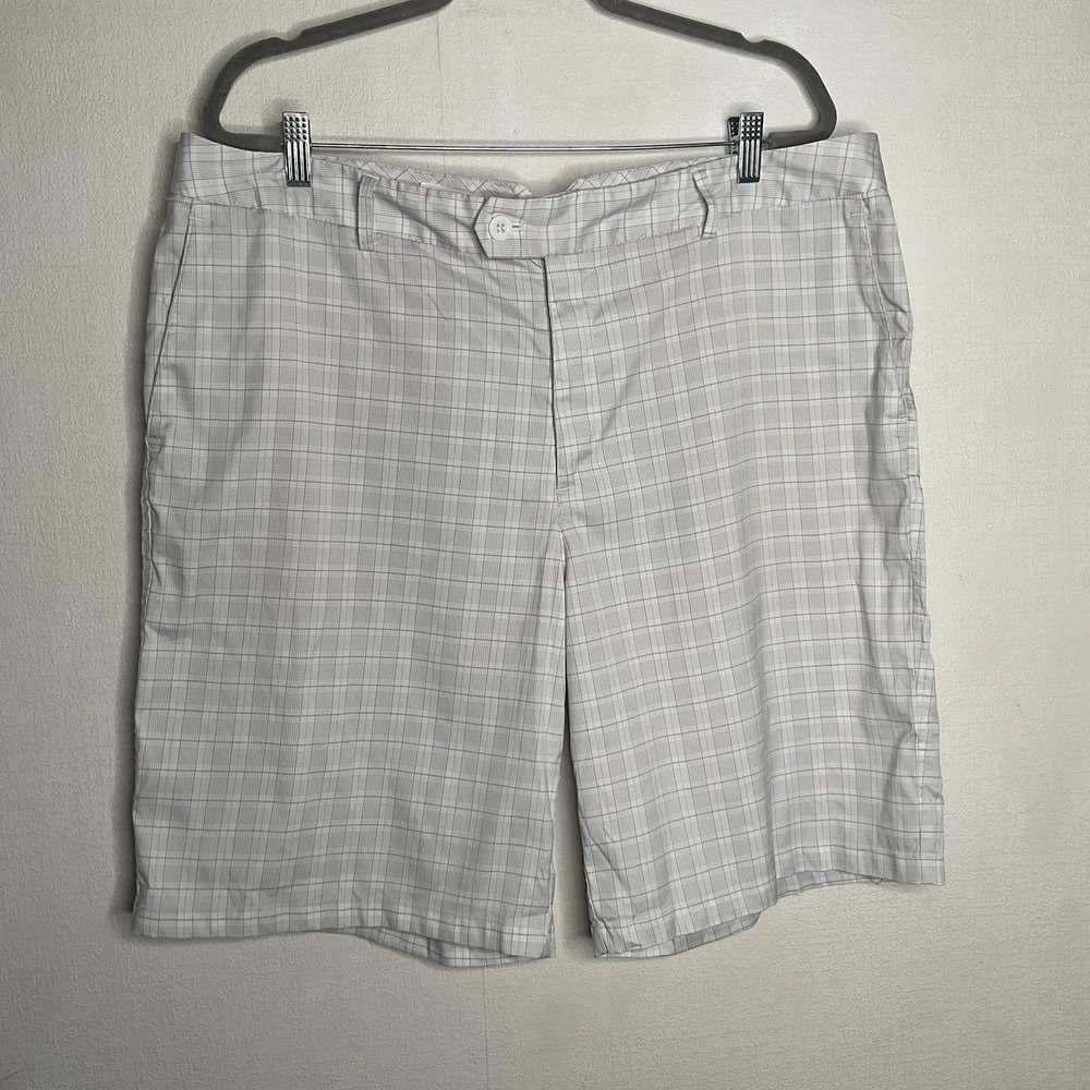 Under Armour Golf Shorts Mens 40 Gray Plaid‎ Performance Stretch Flat Front 10"